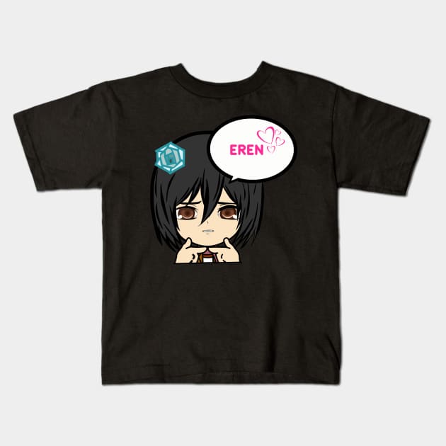 Aot mikasa chibi Kids T-Shirt by Poptainment